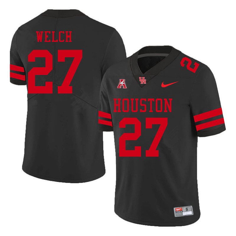 Men #27 Mike Welch Houston Cougars College Football Jerseys Sale-Black